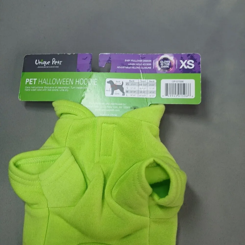 3 Unique Petz Halloween Hoodie X-SMALL Glow in the Dark NEW with Tags
